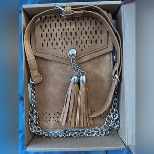 Punched Synthetic Leather Crossbody Bag